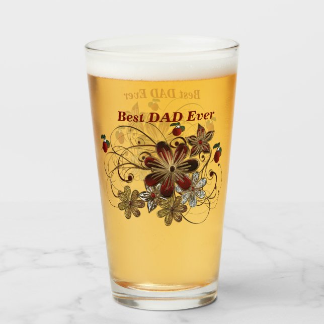 Vaso de Cerveza con Arte Floral Personalizado para (Anverso (lleno))