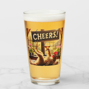 Vaso de cerveza de gallo borracho divertido