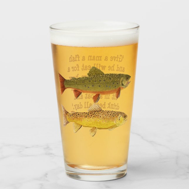 Vaso de cerveza de pesca de trucha (Anverso (lleno))
