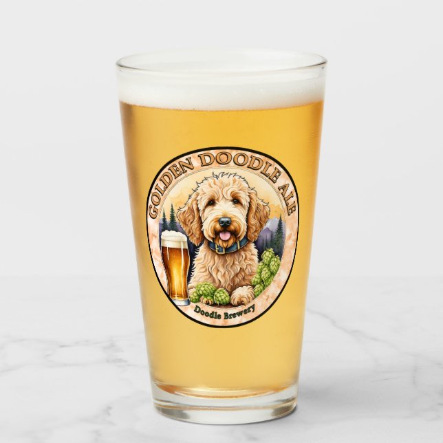 Vaso de cerveza Golden Doodle Ale (Anverso (lleno))