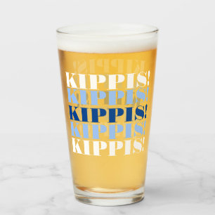 Vaso de cerveza Kippis azul y blanco