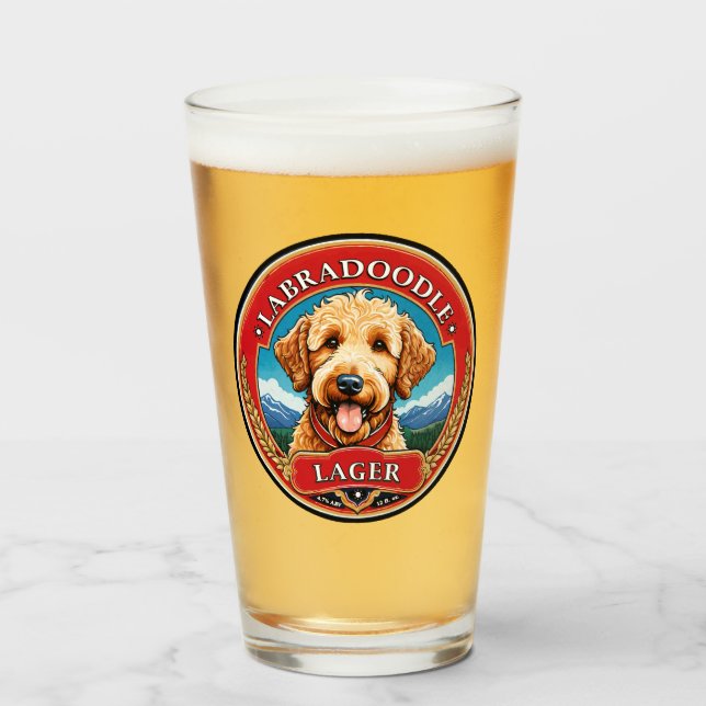 Vaso de cerveza Labradoodle Golden Doodle (Anverso (lleno))