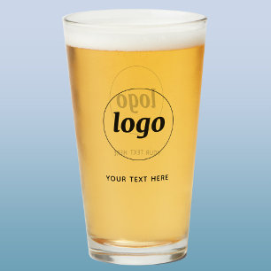Vaso de cerveza promocional con texto de logotipo 