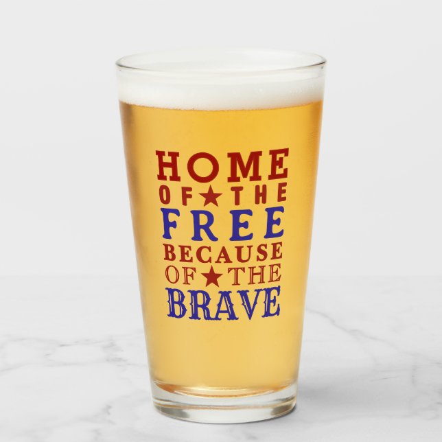 Vaso de cerveza rojo blanco azul cuarto de julio (Anverso (lleno))