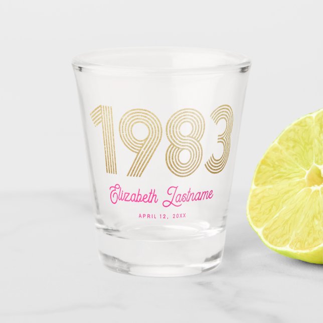Vaso De Chupito 1983 Pink Gold 40 cumpleaños (Anverso)
