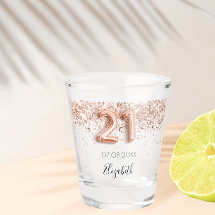 Vaso De Chupito 21.ª fama de confeti de oro de rosa de cumpleaños