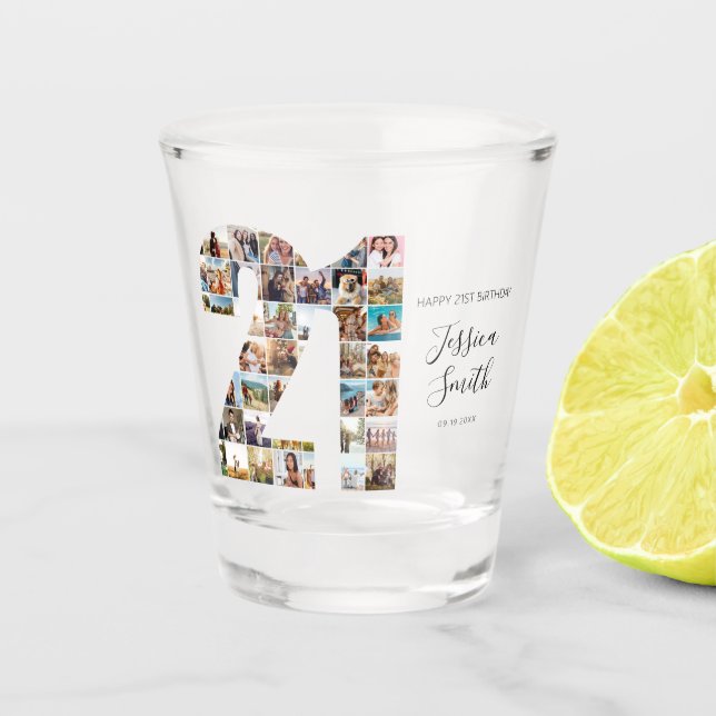 Vaso De Chupito 21.º Collage de fotos de cumpleaños (Anverso)