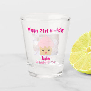 Vaso De Chupito 21.ᵉʳ Feliz cumpleaños Cute de recuerdo de tarta r