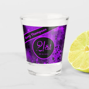Vaso De Chupito 21 Cumpleaños Pintura Púrpura Placa Vidrio