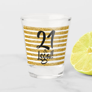 Vaso De Chupito 21 y Personalizado Purpurina de la Faux Gold Legal