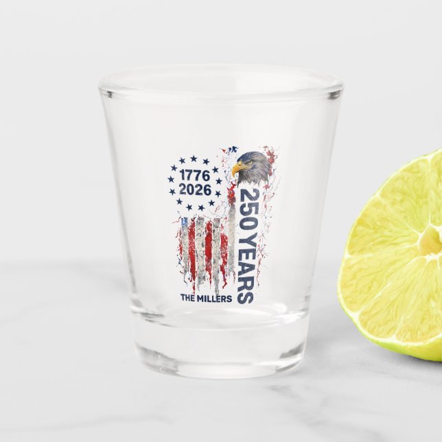 Vaso De Chupito 250 Years Celebration Grungy American Flag Eagle (Anverso)