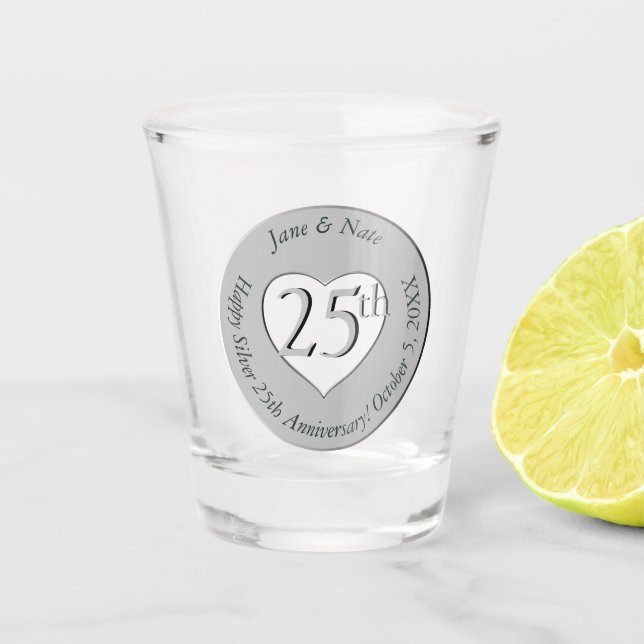 Vaso De Chupito 25.º Aniversario del Boda de Plata (Anverso)