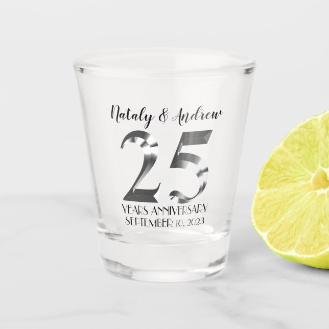 Vaso De Chupito 25° Aniversario de la Plata Metálica (Anverso)