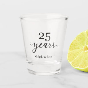 Vaso De Chupito 25 años Aniversario boda Plata Elegante