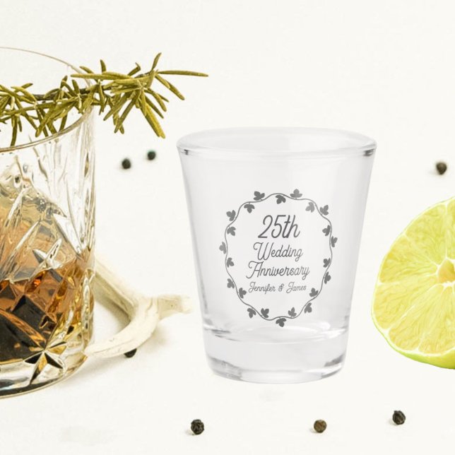 Vaso De Chupito 25th Silver Wedding Anniversary Ivy Wreath (Subido por el creador)
