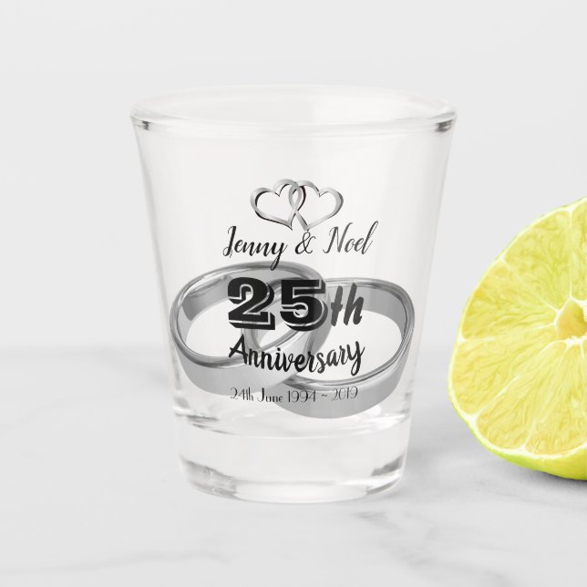 Vaso De Chupito 25to aniversario personalizado (Anverso)
