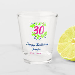Vaso De Chupito 30 cumpleaños nombre de la corona azul verde fecha