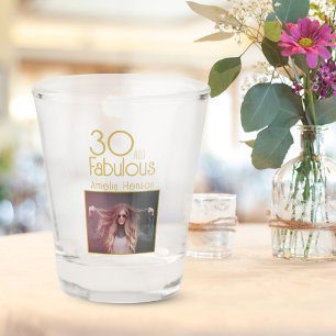 Vaso De Chupito 30 y fabuloso Purpurina de oro foto 30 cumpleaños