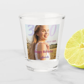 Vaso De Chupito 30th birthday add name date year PURPLE PINK BOLD