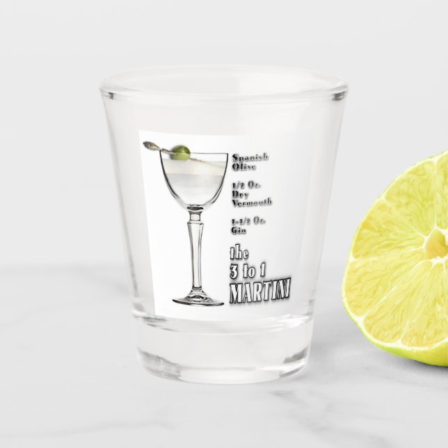 Vaso De Chupito 3 a 1 (Wet) Martini Cocktail Receta Arte (Anverso)