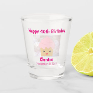 Vaso De Chupito 40.º Alegre Alegre Alegre Cute Pink Cupcake Souven
