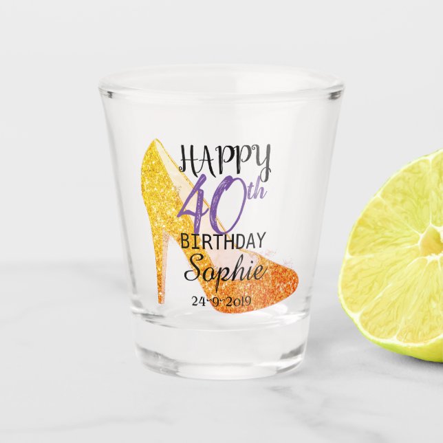 Vaso De Chupito 40.o cumpleaños personalizado (Anverso)
