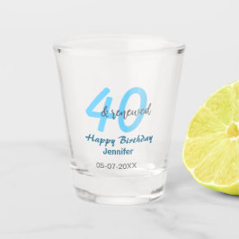 Vaso De Chupito 40th & renewed birthday name date blue bold number
