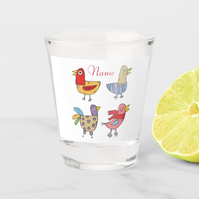 Vaso De Chupito 4 Aves divertidas Thunder_Cove (Anverso)