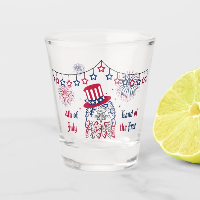 Vaso De Chupito 4 de julio Día de la Independencia Águila American (Anverso)