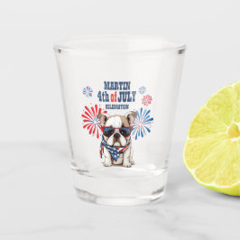 Vaso De Chupito 4 de julio Día de la Independencia Bulldog Azul Bl