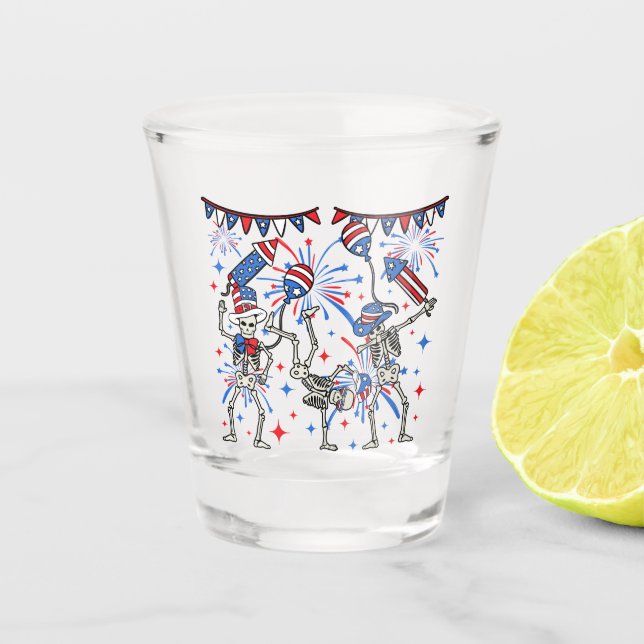 Vaso De Chupito 4 De Julio Esqueletos De Baile (Anverso)