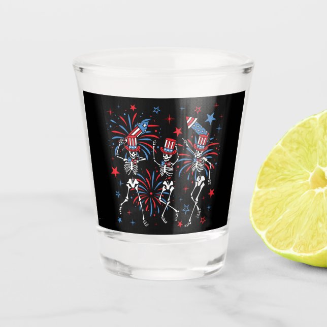 Vaso De Chupito 4 De Julio Esqueletos De Baile (Anverso)