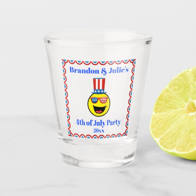 Vaso De Chupito 4 de julio Fiesta Guay Emoji Patriótica (Anverso)