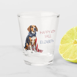 Vaso De Chupito 4 de julio Patriótico Hound Dog Personalizado
