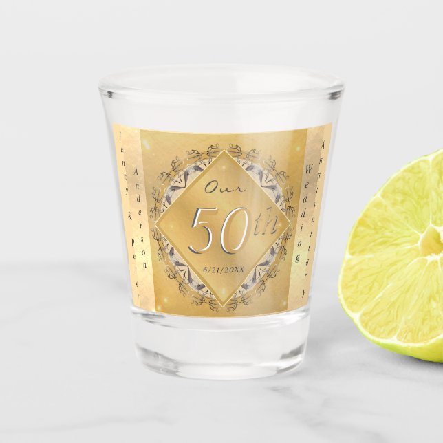 Vaso De Chupito 50.º Aniversario Boda Vidrio a tiros (Anverso)