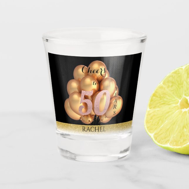 Vaso De Chupito 50.º Cristal de disparo personalizado (Anverso)