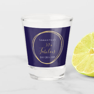 Vaso De Chupito 50.º cumpleaños morado y oro personalizado