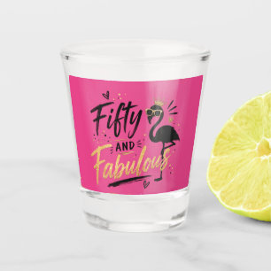 Vaso De Chupito 50 and fabulous pink flamingo 50th birthday