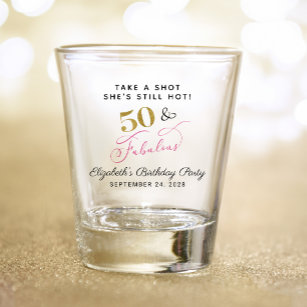 Vaso De Chupito 50 Fabuloso 50 aniversario de la Fiesta Rosa de Or