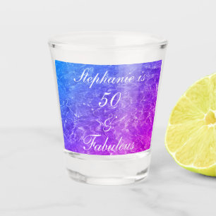 Vaso De Chupito 50 Fabuloso Cumpleaños Espuma de Agua Púrpura Rosa