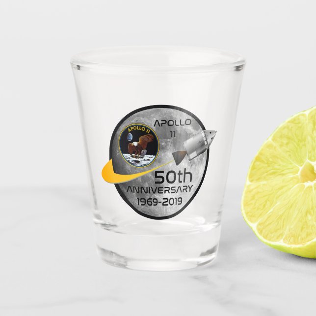 Vaso De Chupito 50.o aniversario 1969 - 2019 de Apolo 11 (Anverso)