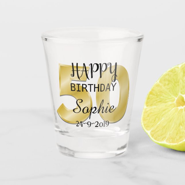 Vaso De Chupito 50.o cumpleaños personalizado (Anverso)