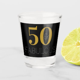 Vaso De Chupito 50 y fabulosa Fiesta de Cumpleaños Negro de Oro