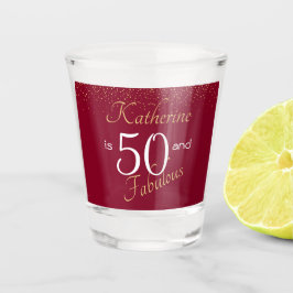 Vaso De Chupito 50 y fabuloso Burgundy Gold 50 cumpleaños
