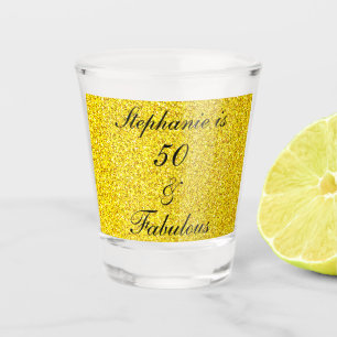Vaso De Chupito 50 Y Fabuloso Fiesta Purpurina Negro De Oro De Cum