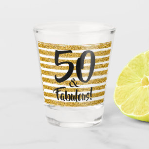 Vaso De Chupito 50 y Fabulous Gold Faux Purpurina Personalizado