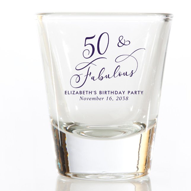Vaso De Chupito 50th Birthday Purple Party Favor (Subido por el creador)