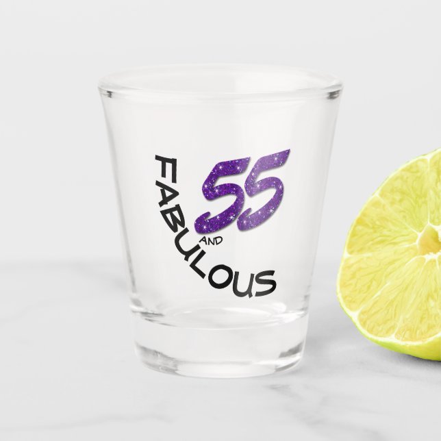Vaso De Chupito 55.o Purpurina púrpura de la celebración de la (Anverso)