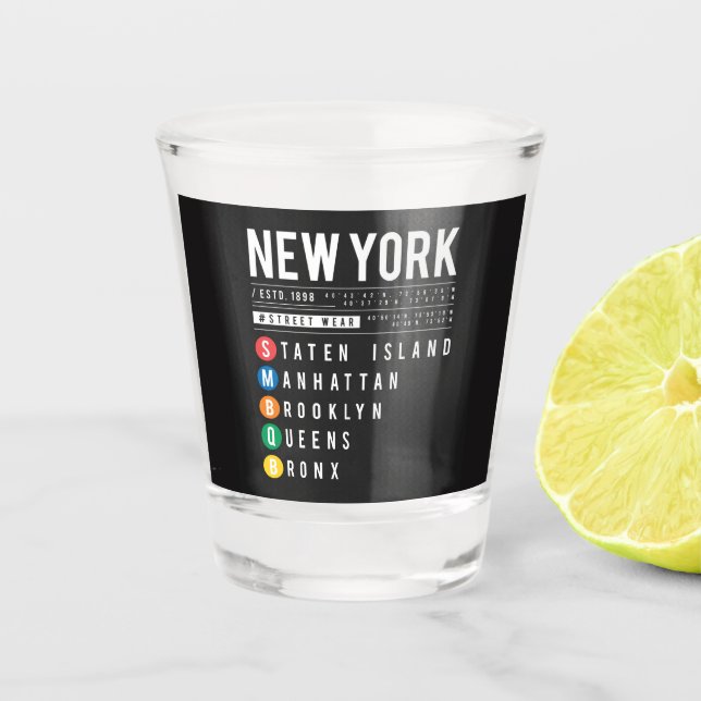 Vaso De Chupito 5 distritos de Nueva York (Anverso)