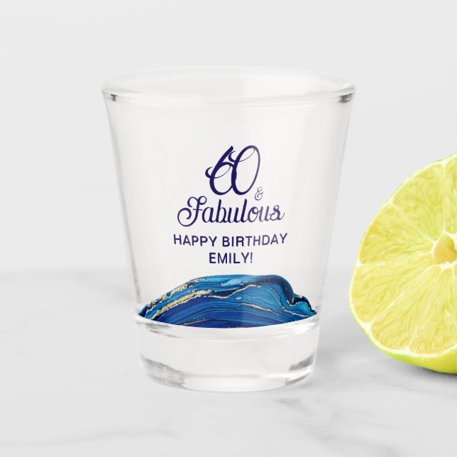 Vaso De Chupito 60 y fabulosa fiesta de cumpleaños de Purpurina de (Anverso)